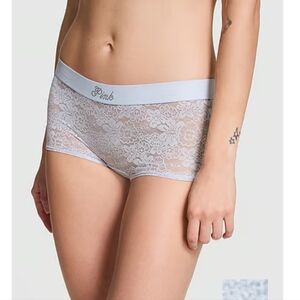 Victoria's Secret PINK Ice Blue Lace Boyshort Boxer Panties Medium Very Sexy